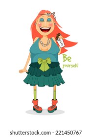 Funny young girl with chocolate. Set of "Be Yourself".