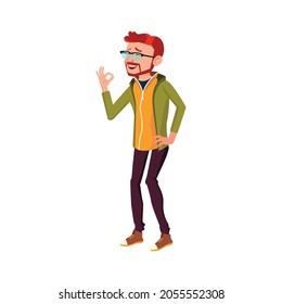 funny young guy like friend joke cartoon vector. funny young guy like friend joke character. isolated flat cartoon illustration