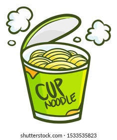 Funny and yummi opened orange cup noodle with hot flavour
