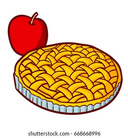 Funny and yummy apple pie - vector.