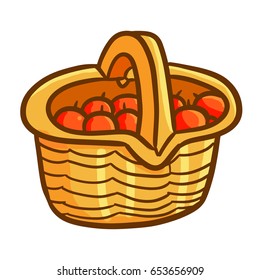 Funny and yummy apples in the basket - vector.