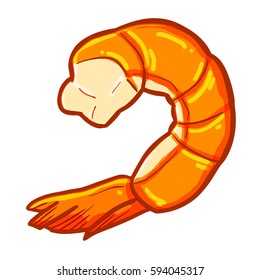 Funny and yummy cooked prawn ready to eat - vector.