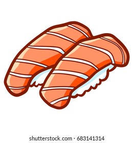 Funny and yummy cute sushi - vector.