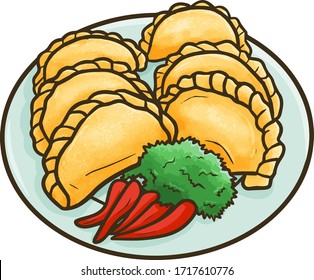 Funny and yummy delicious "Pastel Goreng", a traditional snack from Indonesia