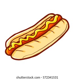 Funny and yummy hot dog with mayonnaise ready to eat - vector.