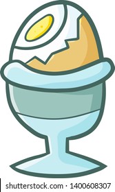 Funny and yummy opened boiled egg for breakfast