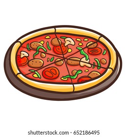 Funny and yummy pizza - vector.