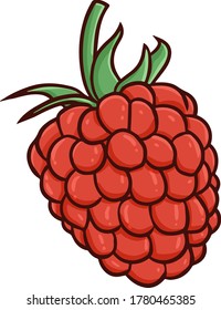 Funny and yummy raspberry in simple cartoon style