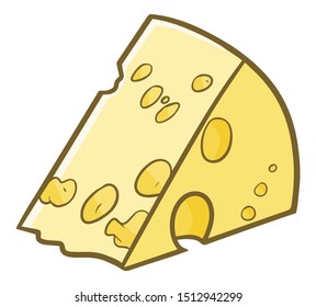 Funny and yummy triangle cheese in horizontal position ready to eat