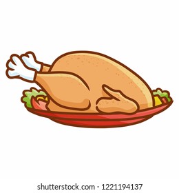 Funny and yummy turkey meat ready to eat - vector