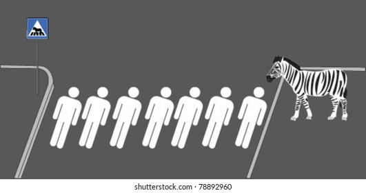 funny zebra crossing vector