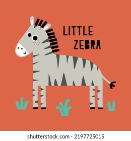 funny zebra drawing as vector for kids fashion print