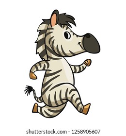 Funny zebra running cartoon