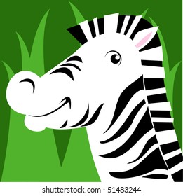 Funny zebra smiling in the foreground, vector