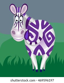 funny zebra who has turned a back