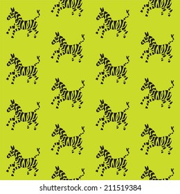 Funny zebras jump - seamless vector pattern