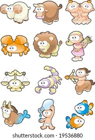 Funny Zodiac. Cartoon and vector illustration