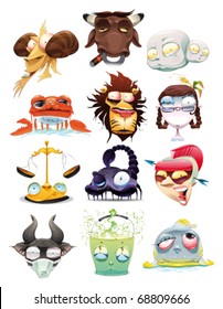 Funny Zodiac. Cartoon and vector illustration, isolated objects