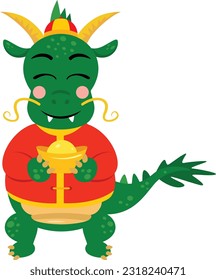 Funny zodiac green dragon chinese good fortune symbol
