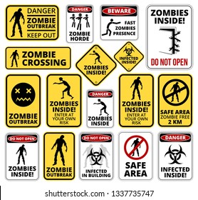 Funny Zombie Apocalypse Signs, Symbols and Billboards Vector eps8 big collection