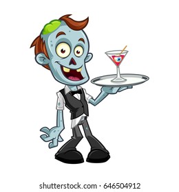 Funny zombie, he is dressed in waiter clothes