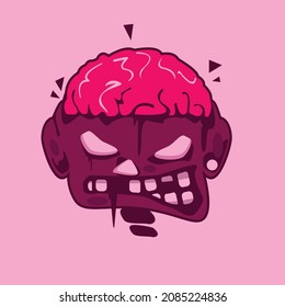 funny zombie head with brain,illutration funny zombie vector