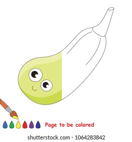 Funny Zucchini to be half colored, the coloring book for preschool kids with easy educational gaming level.