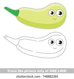 Funny Zucchini to be traced only of one line, the tracing educational game to preschool kids with easy game level, the colorful and colorless version.