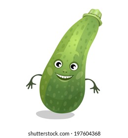 The funny zucchini. Vector illustration.