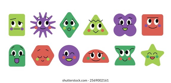 funny_geometric_faces_1
Funny colorful figures with cute faces set. Colorful cute shapes with facial expressions. Vector illustration 