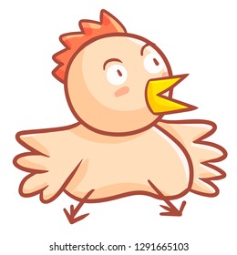 Funnya and cute litlle chicken sitting - vector.