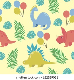 FunnyDino seamless pattern. Vector illustration