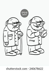 Funny-old-men-cartoon-no-color
