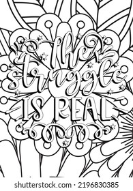 Funny-Quotes Coloring pages. Coloring page for adults and kids. Vector Illustration.