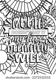 Funny-Quotes Coloring pages. Coloring page for adults and kids. Vector Illustration.