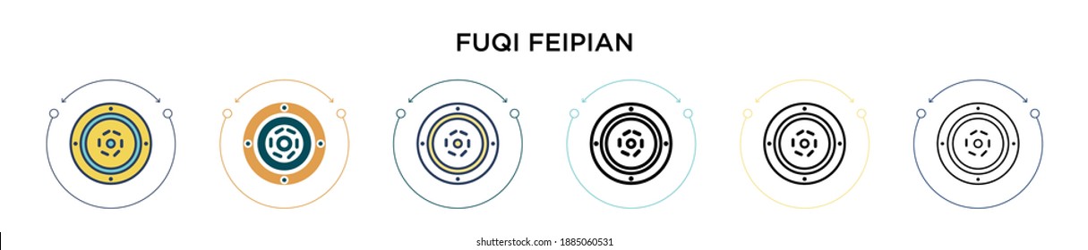 Icono de Fuqi feipia en estilo relleno, delgado, contorno y trazo. Ilustración vectorial de dos iconos vectoriales de fuqi de color y negro se pueden utilizar para móviles, ui, web