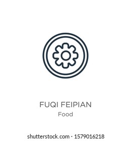 Fuqi feipian icon. Thin linear fuqi feipian outline icon isolated on white background from food collection. Line vector sign, symbol for web and mobile svg
