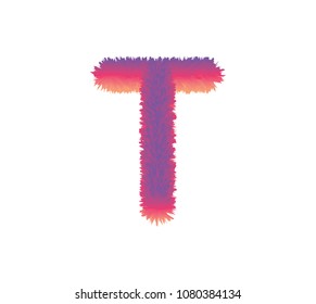  fur alphabet capital letter. letter alphabet character T font - vector illustration