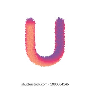  fur alphabet capital letter. letter alphabet character U font - vector illustration