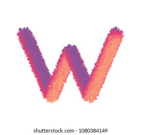  fur alphabet capital letter. letter alphabet character W font - vector illustration