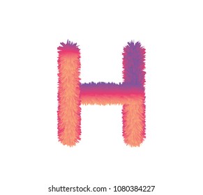  fur alphabet capital letter. letter alphabet character H font - vector illustration