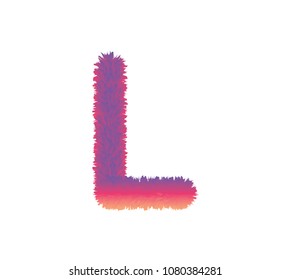  fur alphabet capital letter. letter alphabet character L font - vector illustration