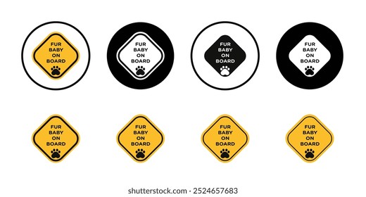 Fur baby on board sign Collection of flat thin outline vector