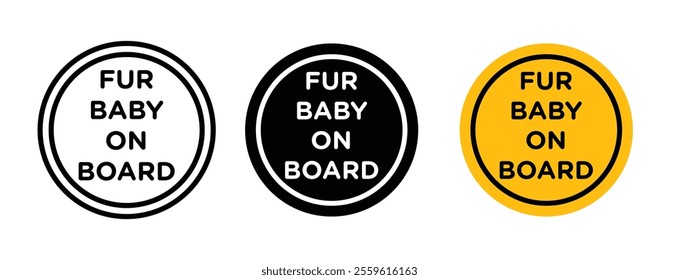 Fur baby on board sign vector set