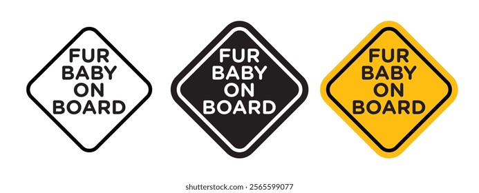 Fur baby on board sign vector in black and yellow colors