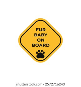 Fur baby on board sign flat line symbol set.