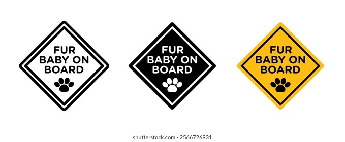 Fur baby on board signs vector collection pack