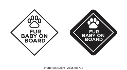 Fur baby on board signs vector illustration pack