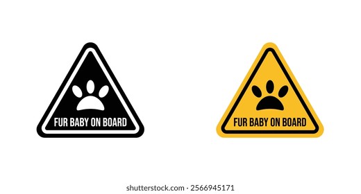 Fur baby on board signs. vector signs set