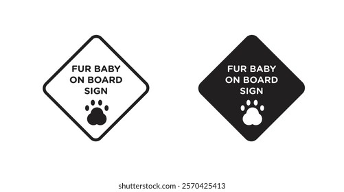 Fur baby on board vectors web signs set